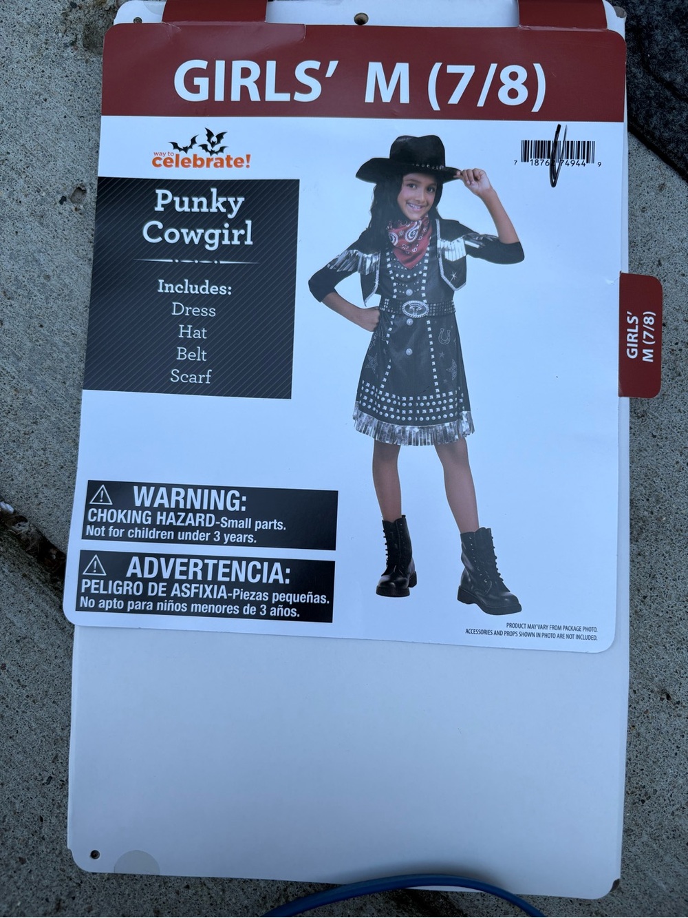 Punky Cowgirl Costume for Girls - Black (M 7/8)